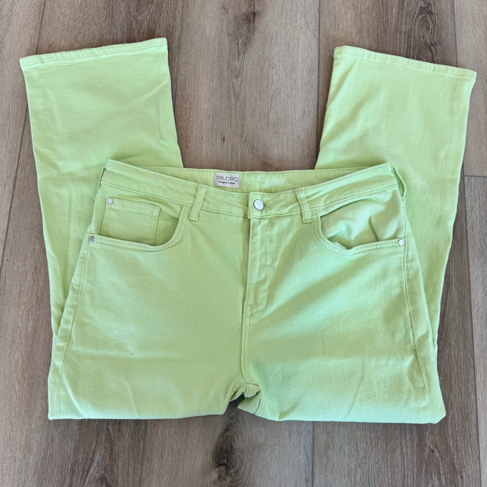 Anthropologie by Pilcro The Yaya Pant Stylish Light Green Flared Jeans Size 32 - Picture 8 of 12